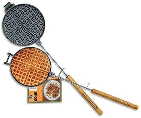 Chuck Wagon Best Cast Iron Waffle Maker with Wood Handle